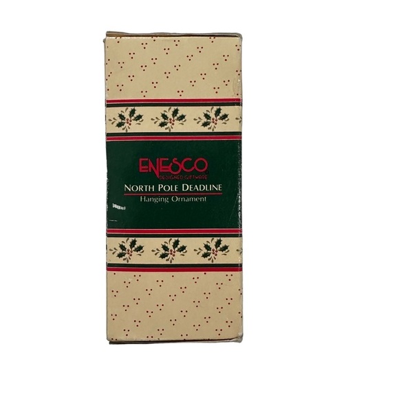 1988 Enesco Santa and Mouse Christmas Hanging Ornament NORTH POLE DEADLINE - Picture 6 of 11